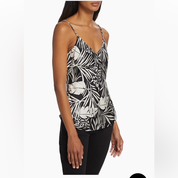 NWOT FRAME Palm-Printed V-Neck Cami in 100% Washable Silk Size Large - Picture 3 of 13